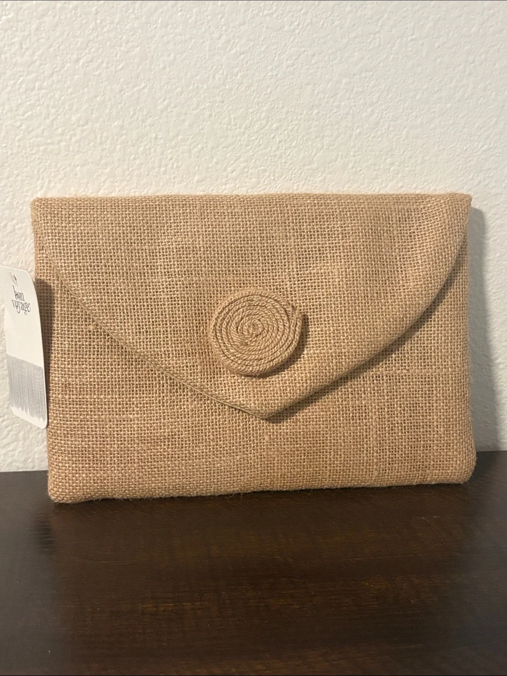 NWT Bon Voyage Rose Jute Clutch Bag